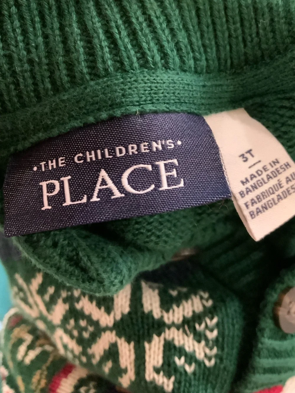The Children's Place Green Train Fair Isle Sweater 3T